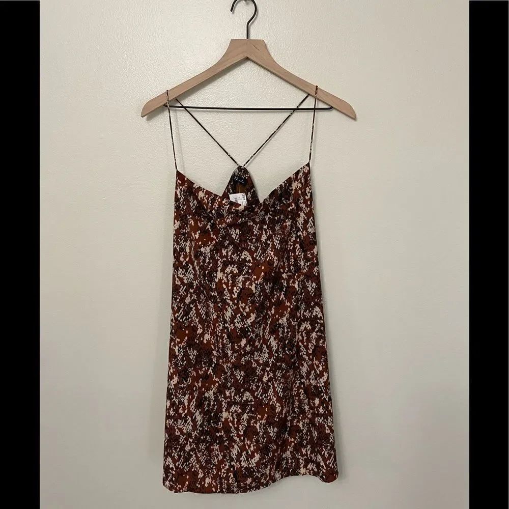 RUST ANIMAL PRINT DRAPED FRONT DRESS - Picture 5 of 9